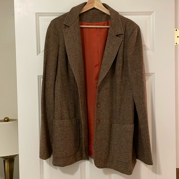 Vintage 80’s Tweed Brown Blazer - Picture 1 of 6